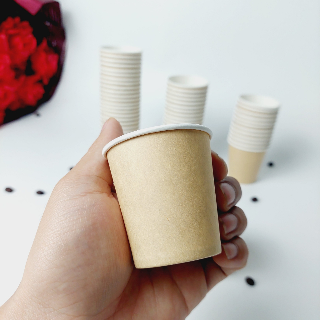 Ly giấy dùng thử sản phẩm 3oz ~ 90ml màu nâu kraft 1 Cốc giấy 3oz kraft