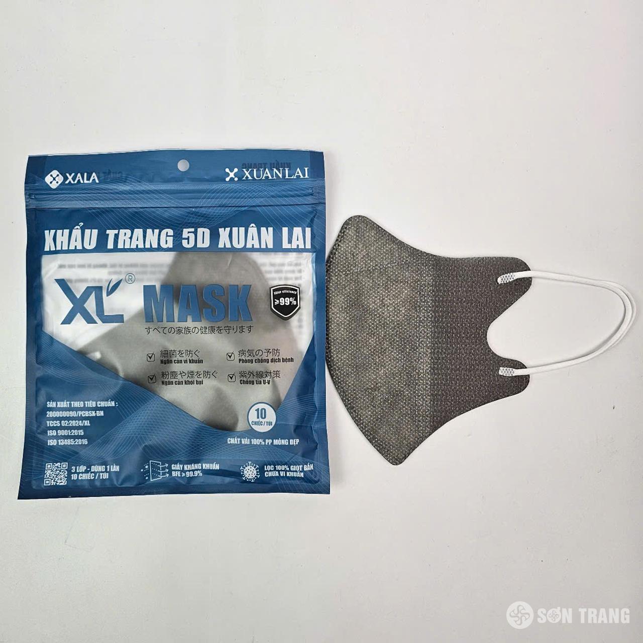 Khẩu trang 5D Xuân Lai 2 Khẩu trang 5D màu xám