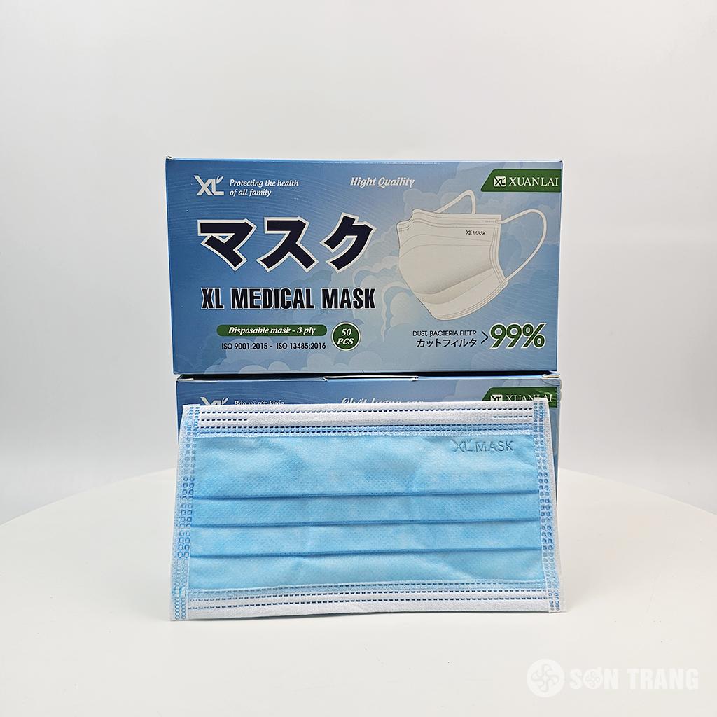 Khẩu trang y tế 3 lớp XL Mask 2 Khau trang y te 3 lop mau xanh