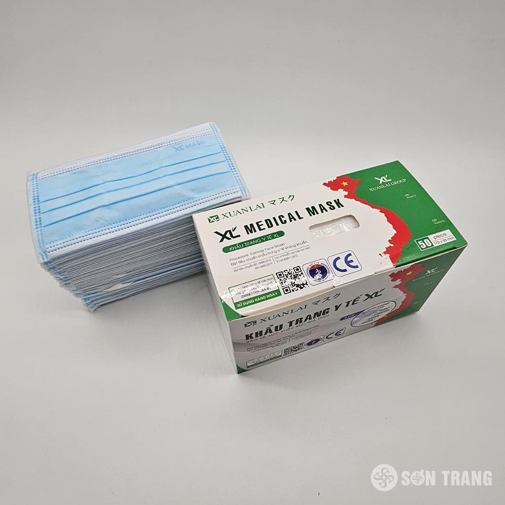 Khẩu trang y tế 4 lớp kháng khuẩn 4 Khau trang y te 4 lop Xuan Lai mau xanh