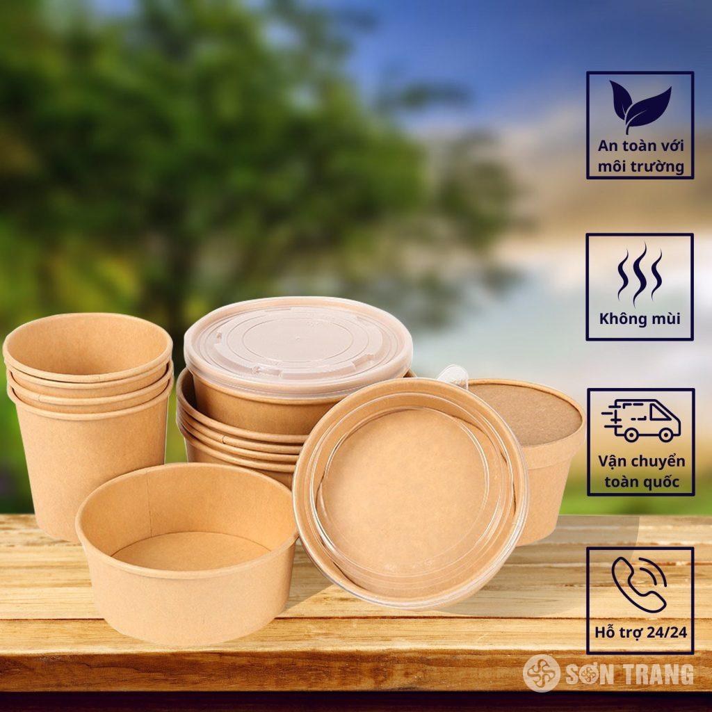 7 mẫu bát giấy to, tô giấy 500ml, 750ml, 1000ml kèm nắp 1 Mau bat giay to